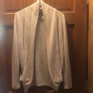 Waffle knit open front cardigan